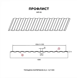 Профнастил Металл Профиль МП10 Полиэстер 0,7
