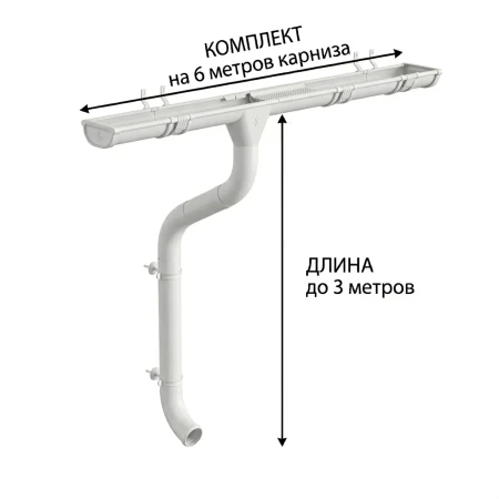 Комплект металлического водостока Аквасистем Премиум d-125x90 мм 6 м/3 м PU Ral 9003 в Туле фото