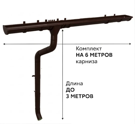 Комплект металлического водостока ГрандЛайн GL PU d-150x100 мм 6 м/3 м Полиуретан RR 32 в Туле фото