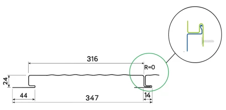 Линеарные панели Металл Профиль Линеарная панель  Primepanel-О-В 24х316 мм без руста Полиэстер 0,7 в Туле фото