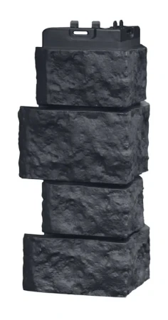 Угол пластиковой фасадной панели Grand Line Дикий камень Classic (графит)