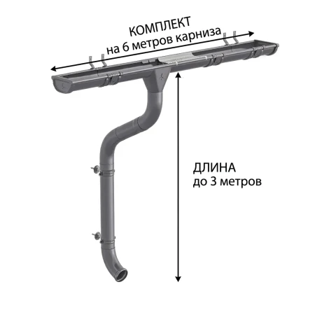 Комплект металлического водостока Аквасистем Премиум d-125x90 мм 6 м/3 м PU Ral 7024 в Туле фото