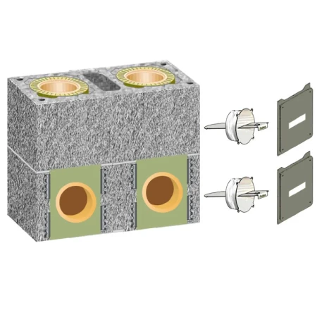 Комплект шибера для двухходового дымохода Schiedel Uni с вентканалом Ø-200L/200 мм (2 задвижки)