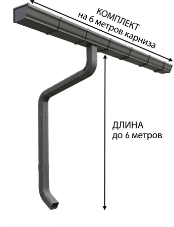 Комплект металлического водостока ГрандЛайн Vortex Matt 127x78 мм 6 м/6 м Полиэстер Matt RAL 7024 (графитовый серый) в Туле фото