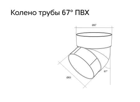 Колено трубы d-90 мм 67° ПВХ Grand Line в Туле фото