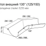 Угол желоба наружный d-125 мм 135° Grand Line Полиуретан 0,6 в Туле фото