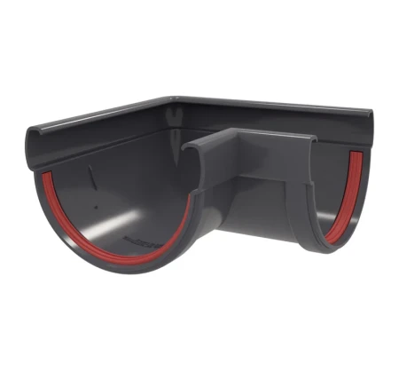 Угол желоба универсальный d-120 мм 90 гр ПВХ Grand Line Классика графит RAL 7024