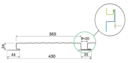 Линеарные панели Металл Профиль Линеарная панель  Primepanel-О-В 24х365 мм с рустом Оцинкованная 0,7 в Туле фото