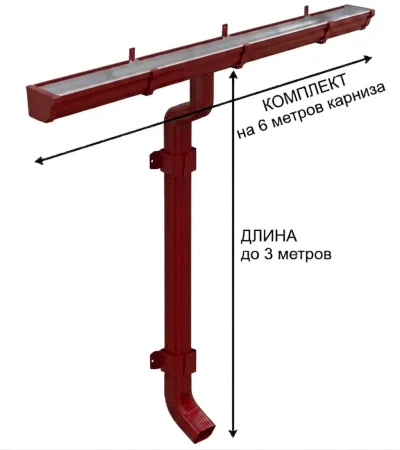 Комплект металлического водостока Металл Профиль Бюджет 120x86 мм 6 м/3 м Полиэстер RAL 3011 в Туле фото