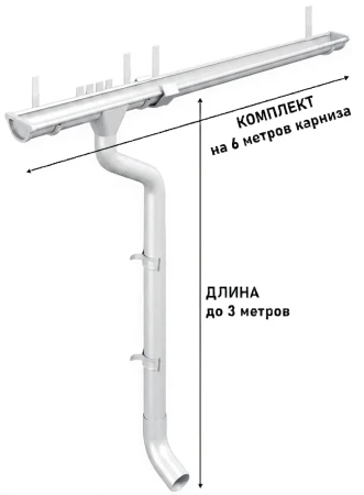 Комплект металлического водостока d-150x100 мм Металл Профиль FORAMINA PUR Purman двухсторонний RAL 9010 в Туле фото