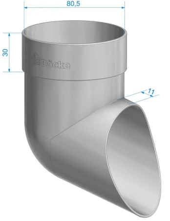 Колено стока (наконечник) d-80 мм ПВХ Döcke Standard в Туле фото