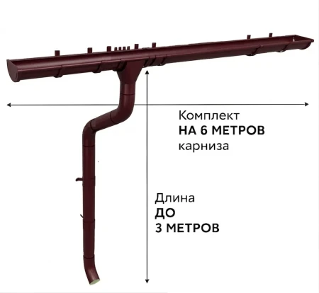 Комплект металлического водостока ГрандЛайн GL PE d-125x90 мм 6 м/3 м Полиэстер двухсторонний RAL 3005 в Туле фото
