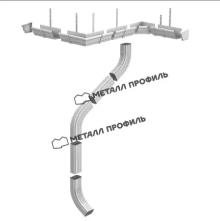 Труба водосточная с коленом 76x102x3000 Металл Профиль Бюджет 0,5 Оцинкованная