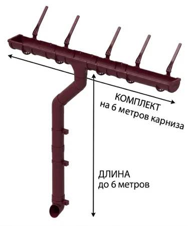 Комплект пластикового водостока d-120x80 мм Döcke Standard красный RAL 3005 в Туле фото