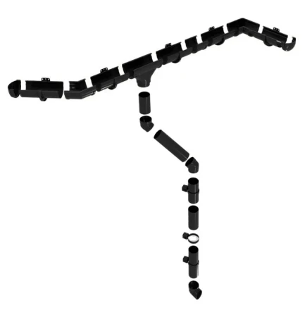 Комплект пластикового водостока d-135/90 мм ГрандЛайн Дизайн черный RAL 9005 в Туле фото